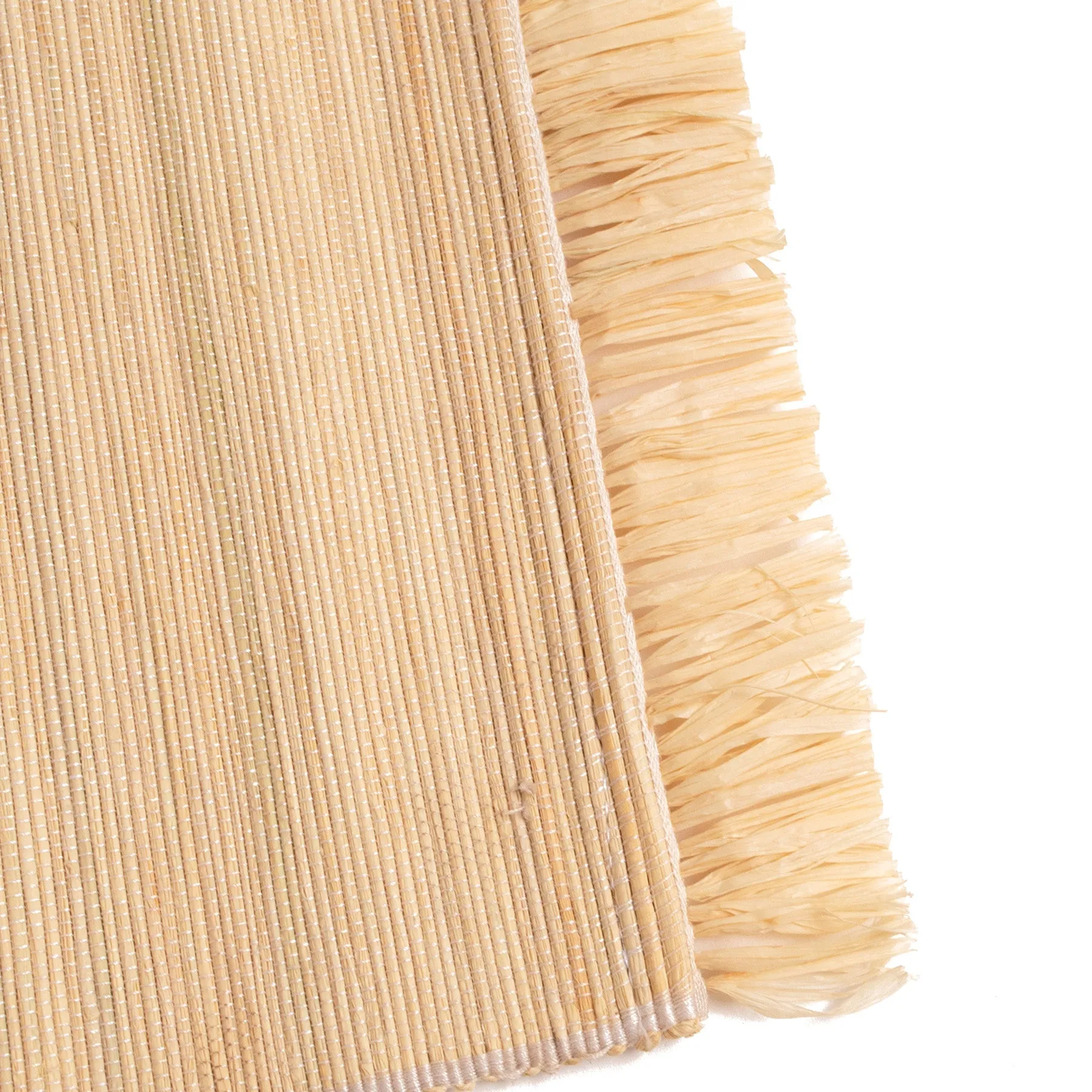 Neutral Fringed Placemats - 18" Natural, Set of 2