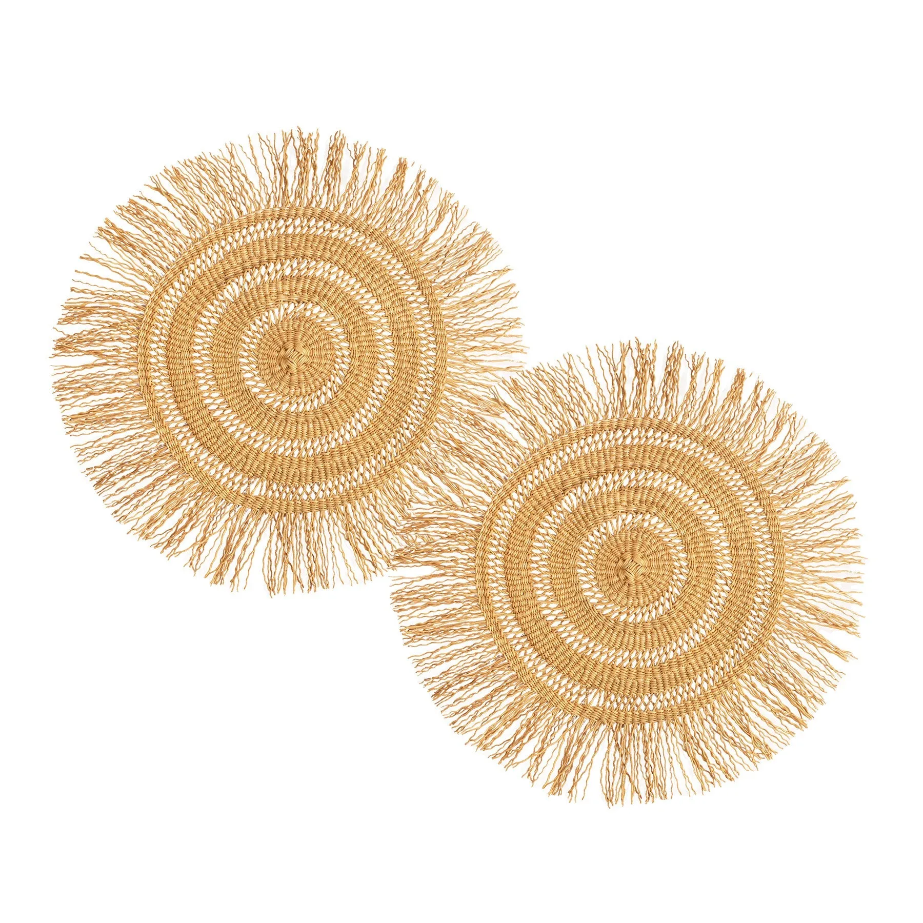 Neutral Placemats - 18" Laced Fringe, Set of 2