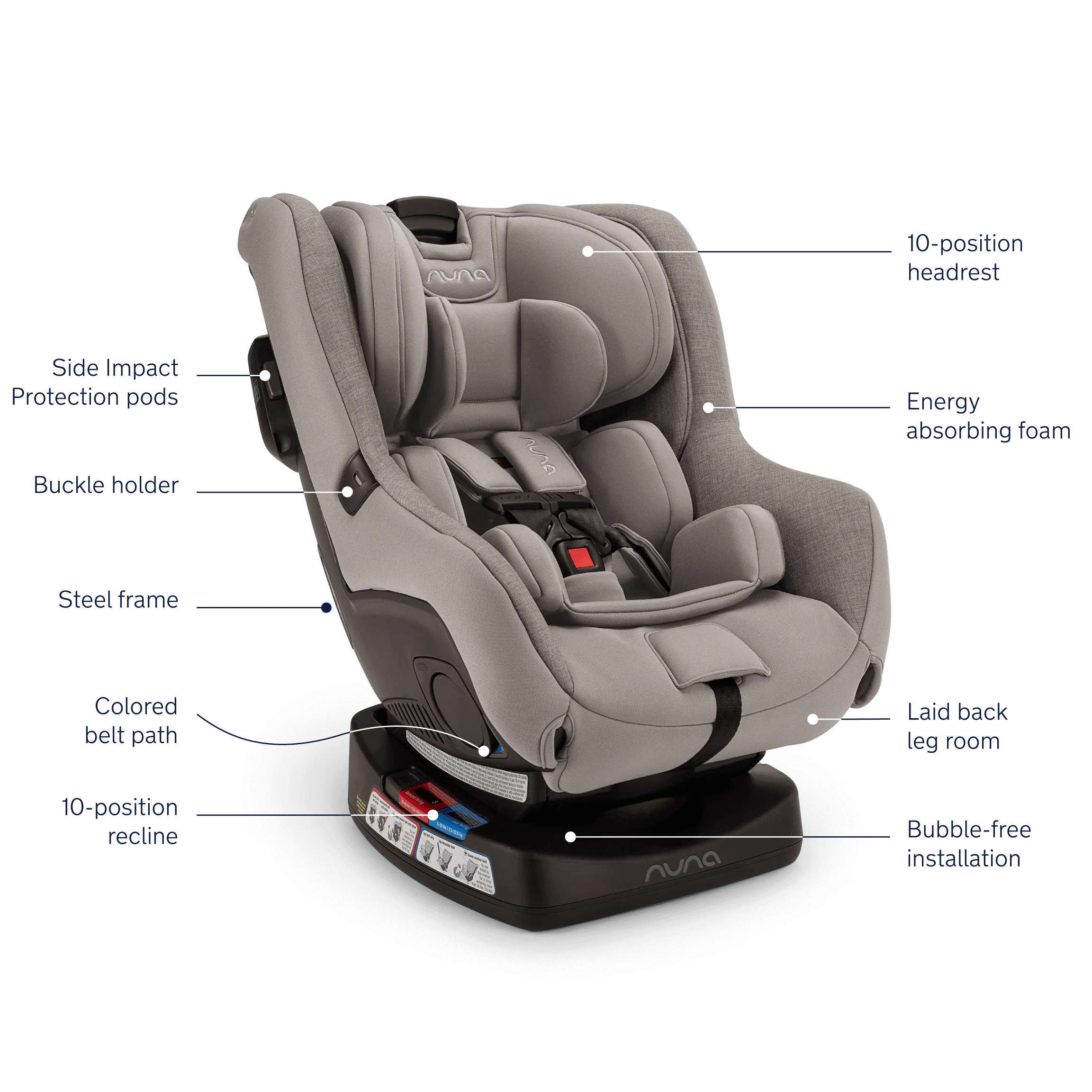 Nuna - Rava Flame Retardant Free Convertible Car Seat - Frost