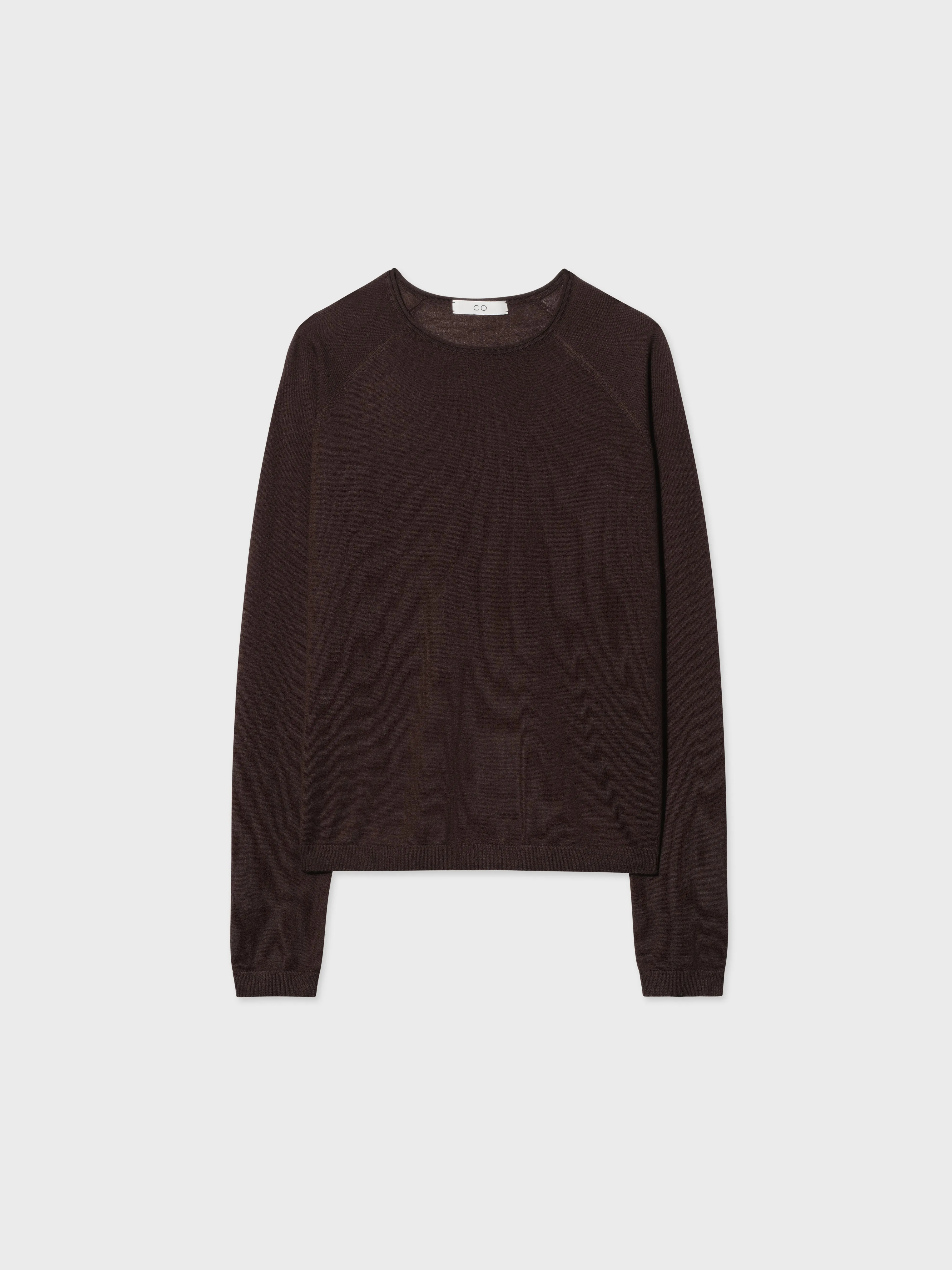 Raglan Crew in Fine Cashmere - Chocolate