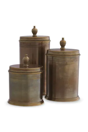 Vintage Brass Cylindrical Box Set (3) | Eichholtz Gaston