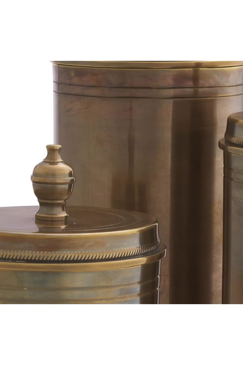 Vintage Brass Cylindrical Box Set (3) | Eichholtz Gaston